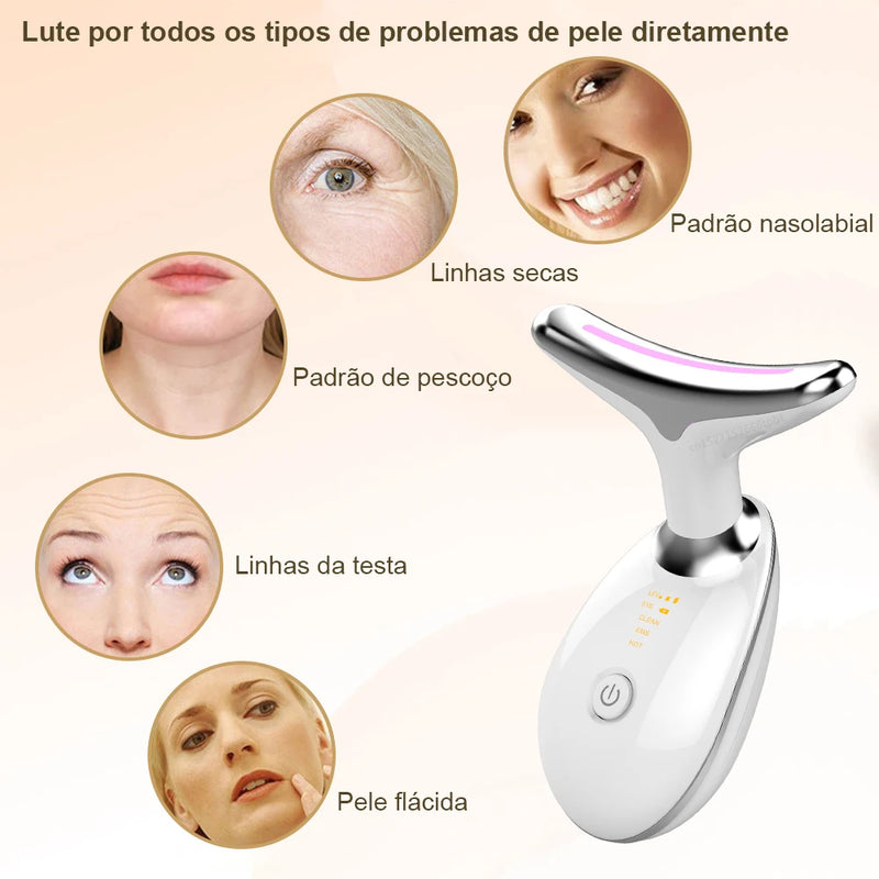 Massageador Rejuvenescedor com LED para Rosto e Pescoço